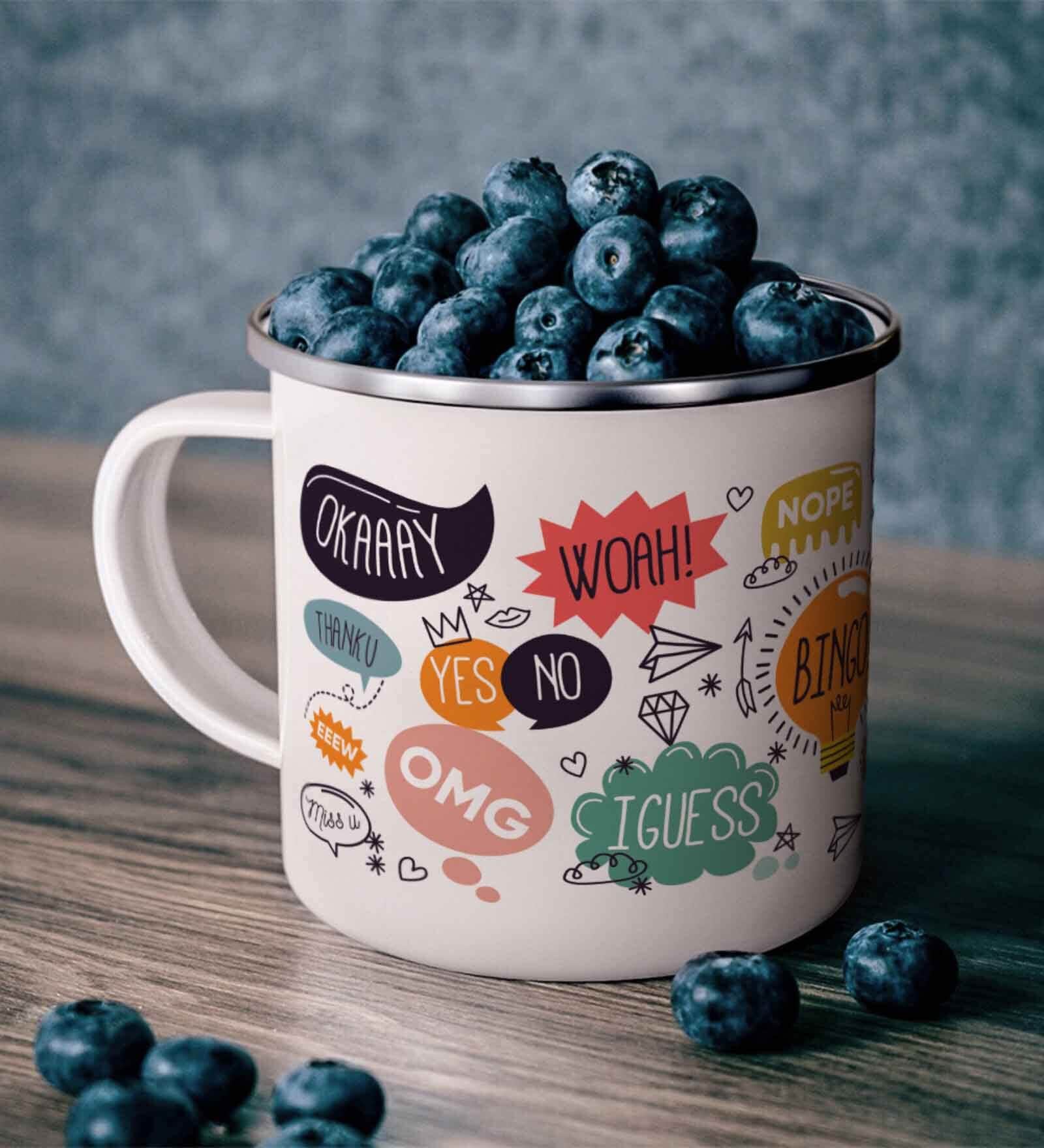 Quotes Enamel Printed White 350ml Stainless Steel Coffee Mug