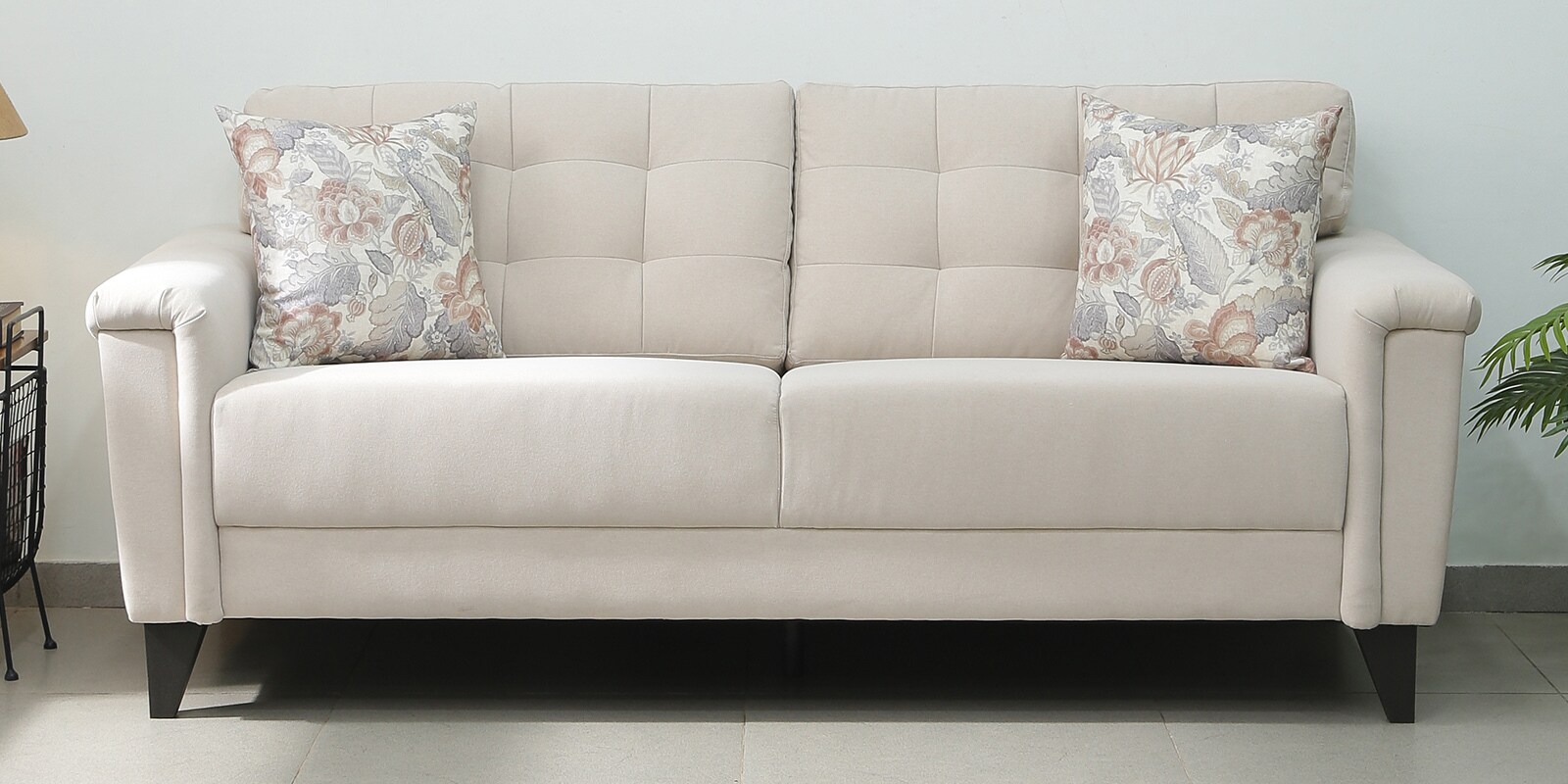 Buy Queenstown Fabric 3 Seater Sofa In Beige Colour at 30 OFF by Urban