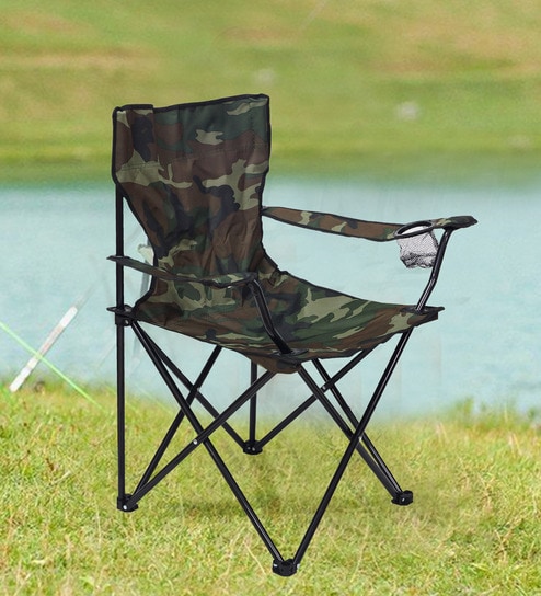 Quad Light Weight Portable Folding Camping Chair In Camoflage Green Color By Story Home