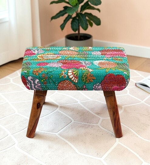 Queens Ottoman Set Of 2 In Teak Finish