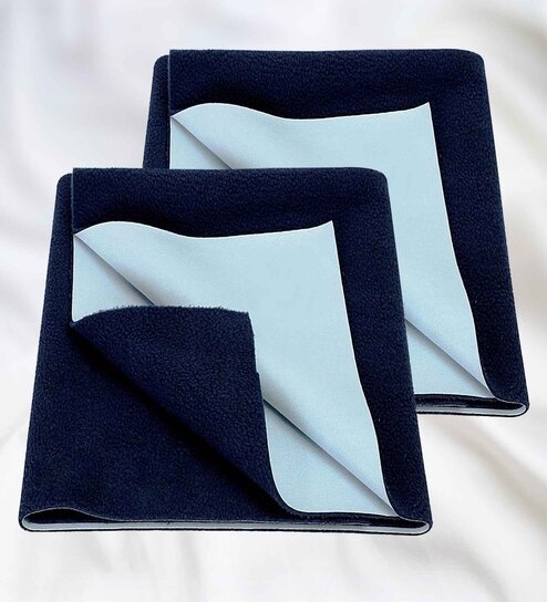 Quick Dry and Waterproof Navy Blue Cotton Bed Protector Pack of 2
