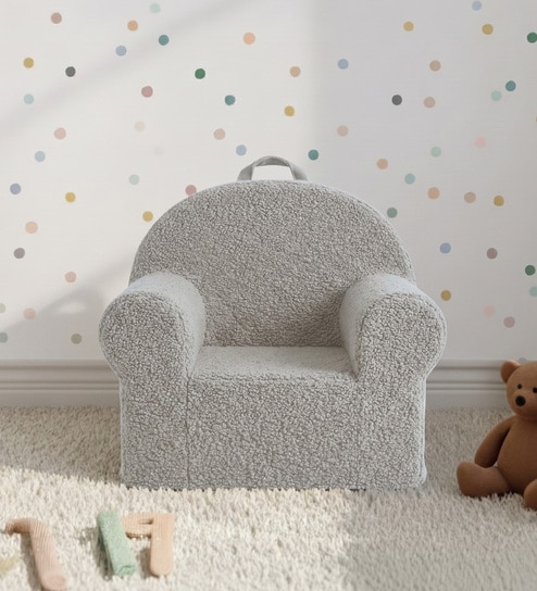 Quilted Corduroy Kids Lounge Chair In Elliot Cream Colour