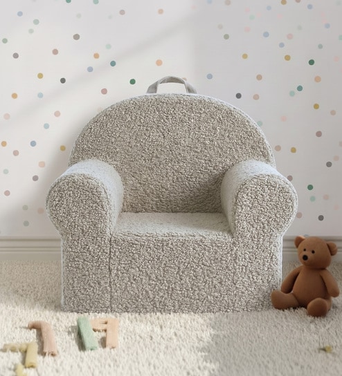 Quilted Corduroy Kids Lounge Chair In Grey Colour