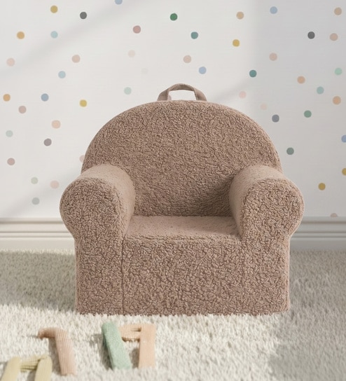 Quilted Corduroy Kids Lounge Chair In Brown Colour