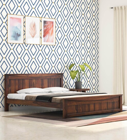 Quincy Solid Wood King Size Bed In Provincial Teak Finish By Woodsworth