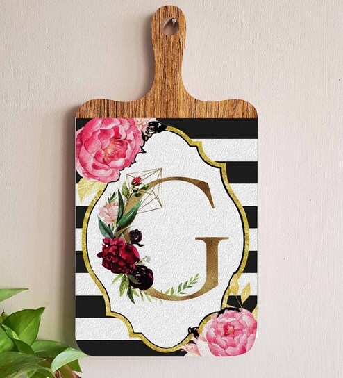 Buy Quirky G Letter Wood Art Print Floral Wall Plaque By