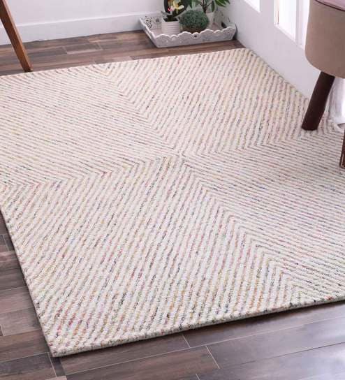 Quito Geometric Pattern 6 X 4 Feet Hand Tufted Carpet in Grey Colour by CasaCraft