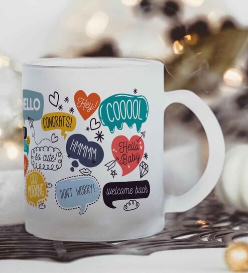 Quotes Frosted White 350ml Glass Coffee Mug
