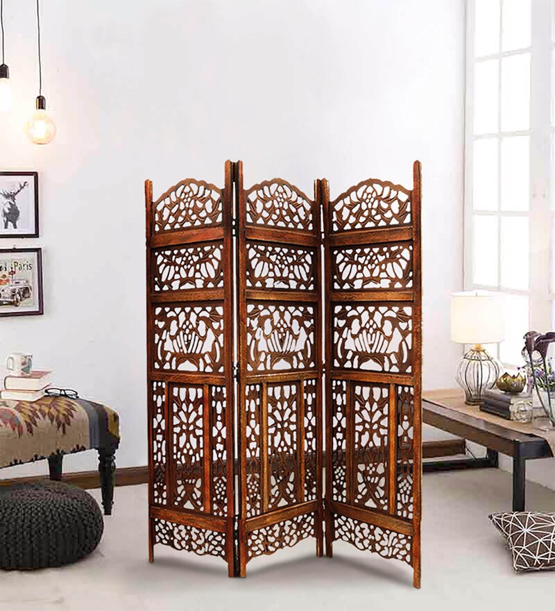 Buy Solid Wood Room Divider in Brown Colour by Aarsun Woods Online
