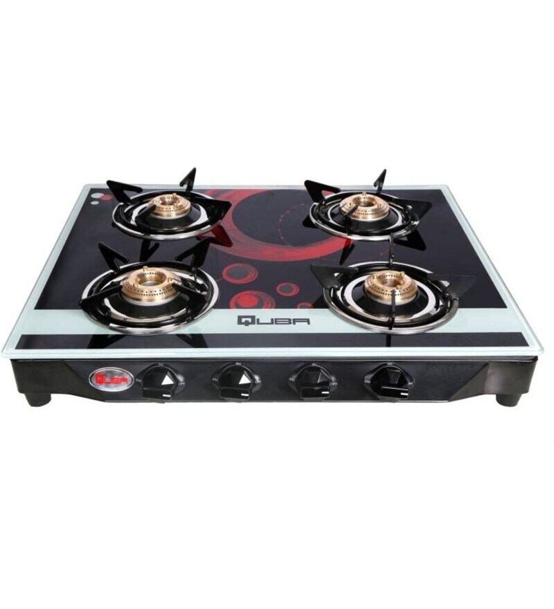 Buy Quba 4 Burner Glass Top Cooktop B4 Pink Circle Manual Ignition