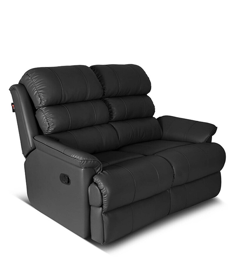 Buy Quies Leatherette Manual 2 Seater Recliner in Black Colour by