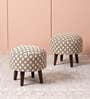 Quad Jacquard Seating Stools in Cream Color with (Set of 2)