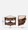 Quadro Solid Wood Corner Table in Walnut Colour