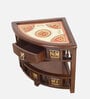 Quadro Solid Wood Corner Table in Walnut Colour