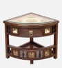 Quadro Solid Wood Corner Table in Walnut Colour
