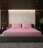 Quarts Pink Solid 500 TC Pure Cotton King Fitted Bedsheet with 2 Pillow Covers