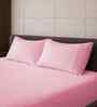 Quarts Pink Solid 500 TC Pure Cotton King Fitted Bedsheet with 2 Pillow Covers