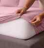 Quarts Pink Solid 500 TC Pure Cotton King Fitted Bedsheet with 2 Pillow Covers