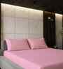 Quarts Pink Solid 500 TC Pure Cotton King Fitted Bedsheet with 2 Pillow Covers