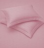 Quarts Pink Stripe 300 TC Pure Cotton King Fitted Bedsheet with 2 Pillow Covers