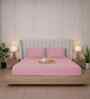 Quarts Pink Stripe 300 TC Pure Cotton King Fitted Bedsheet with 2 Pillow Covers