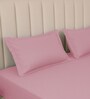Quarts Pink Stripe 300 TC Pure Cotton King Fitted Bedsheet with 2 Pillow Covers
