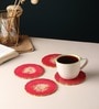 Set Of 4 Red Resin Quartz Glow Coaster