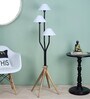Trento White Cotton Shade Novelty Floor Lamp With Mango wood Base