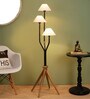 Trento White Cotton Shade Novelty Floor Lamp With Mango wood Base