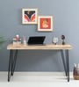 Quatro Solid Wood Writing Table In Black & Scratch Resistant Natural Finish
