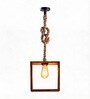 Quattro Brown Solid Wood Single Hanging Light