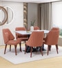 Quayside Marble Top 6 Seater Dining Set In Textured White Color
