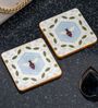 Queen's Enclave White (4 x 4 Inches) Marble (Set of 2) Coasters