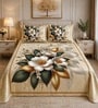 Brown 7D Digital Printed Floral Queen Size Bedsheet Sheet with 2 Matching Pillow Covers