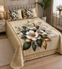 Brown 7D Digital Printed Floral Queen Size Bedsheet Sheet with 2 Matching Pillow Covers