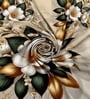 Brown 7D Digital Printed Floral Queen Size Bedsheet Sheet with 2 Matching Pillow Covers