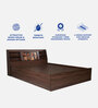 Hoshiko Queen Size Bed in Walnut Finish With Box Storage