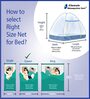 Queen Size Bed Polyester Embroidery Mosquito Net In Blue