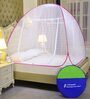 Queen Size Bed Polyester Embroidery Mosquito Net In Pink