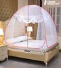 Queen Size Bed Polyester Embroidery Mosquito Net In Red