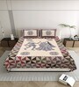 Cream Traditional print 144 TC Cotton King Size  Bedsheet With 2 Pillow Cover