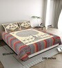 Cream Traditional print 144 TC Cotton King Size  Bedsheet With 2 Pillow Cover