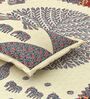 Cream Traditional print 144 TC Cotton King Size  Bedsheet With 2 Pillow Cover