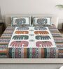Green Elephant Print 144 TC Cotton King Size  Bedsheet With 2 Pillow Cover