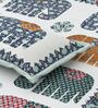 Green Elephant Print 144 TC Cotton King Size  Bedsheet With 2 Pillow Cover