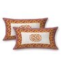 Orange Traditional print 144 TC Cotton King Size  Bedsheet With 2 Pillow Cover
