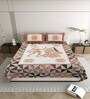 Orange Traditional print 144 TC Cotton King Size  Bedsheet With 2 Pillow Cover
