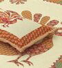 Orange Peacock 144 TC Cotton King Size  Bedsheet With 2 Pillow Cover