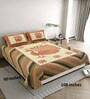 Orange Peacock 144 TC Cotton King Size  Bedsheet With 2 Pillow Cover