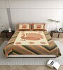 Orange Peacock 144 TC Cotton King Size  Bedsheet With 2 Pillow Cover